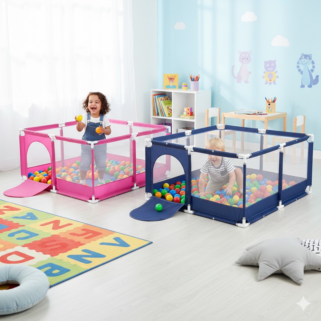 Corral para bebe rosado - Imagen 4